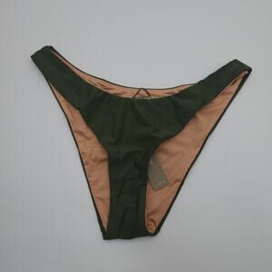 J. Crew Curved-waist Cheeky Bikini Bottom in Safari Green Size S